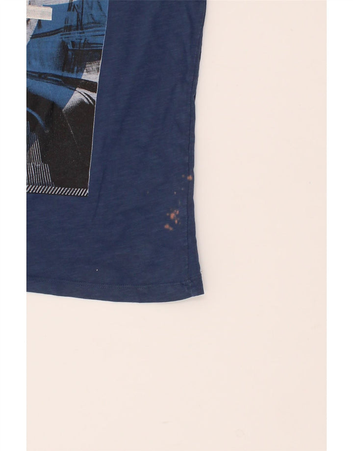 GAS Mens Graphic T-Shirt Top Medium Navy Blue Cotton Vintage Gas and Second-Hand Gas from Messina Hembry 