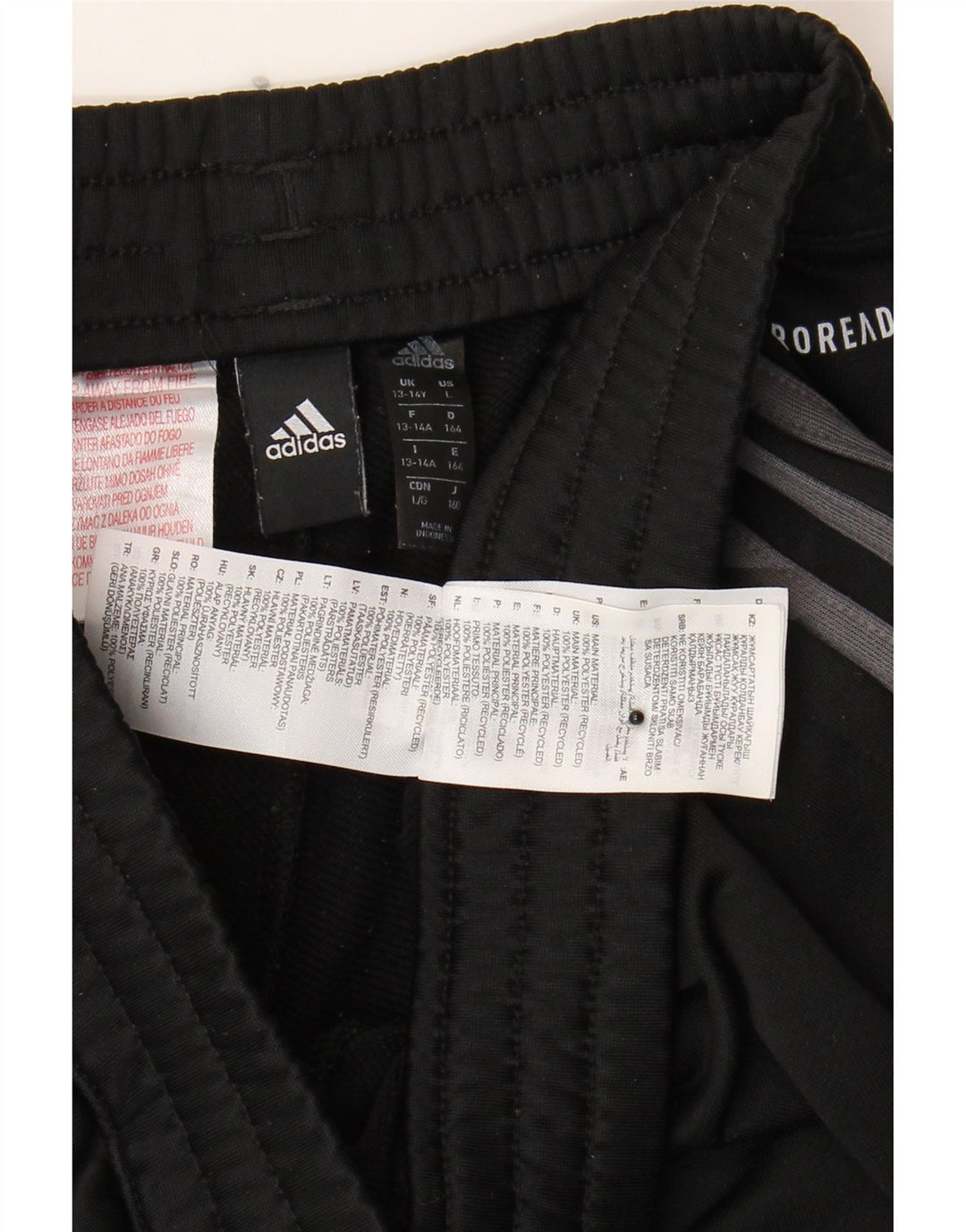 ADIDAS Boys Aeroready Tracksuit Trousers 13-14 Years  Black Polyester Vintage Adidas and Second-Hand Adidas from Messina Hembry 