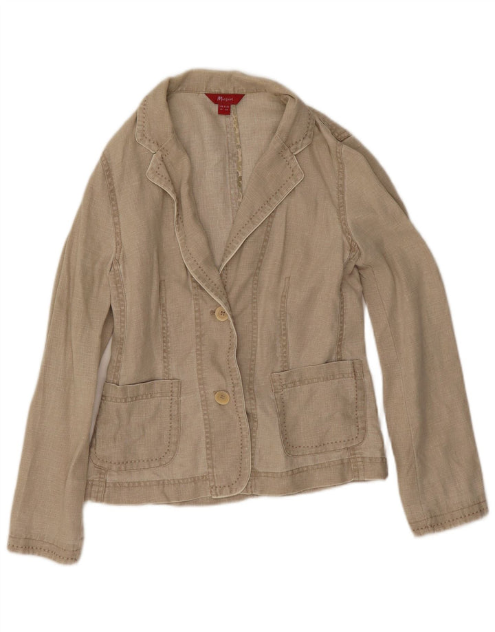 Monsoon Womens 2 Button Blazer Jacket UK 10 Small Beige Linen