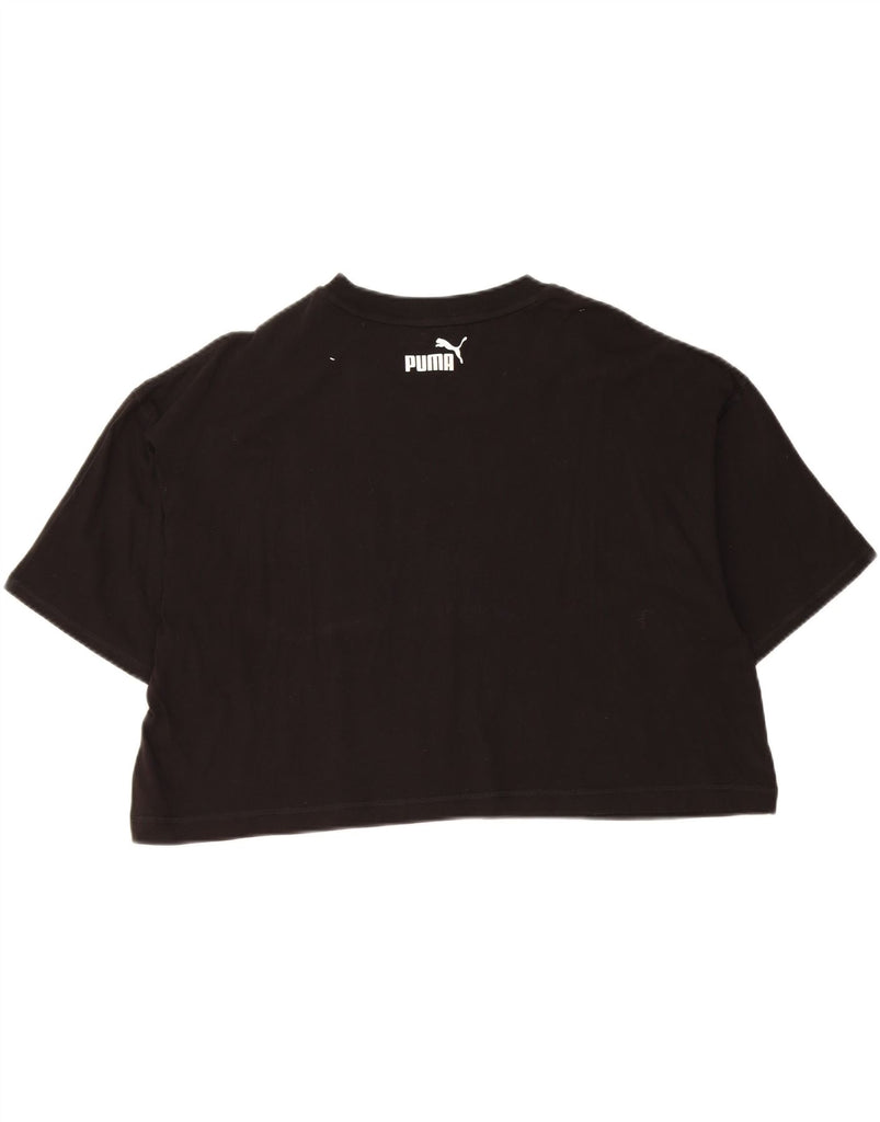 PUMA Womens Crop Oversized Graphic T-Shirt Top UK 16 Large Black Cotton Vintage Puma and Second-Hand Puma from Messina Hembry 