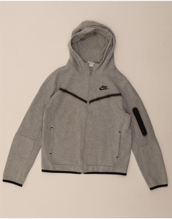Nike Boys Zip Hoodie Sweater 12-13 Years Large Grey Cotton
