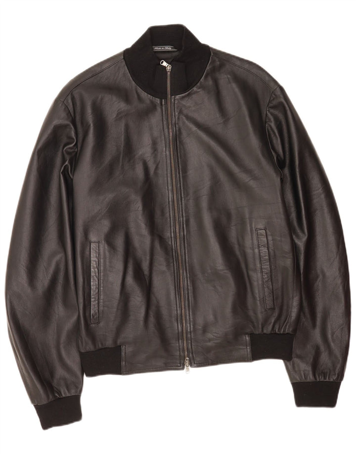 Vintage Mens Leather Jacket IT 50 Large Black Leather