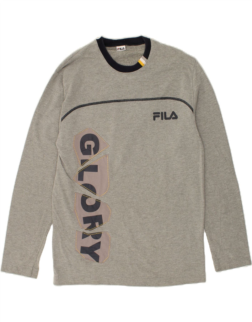 FILA Mens Graphic Top Long Sleeve Medium Grey Cotton | Vintage Fila | Thrift | Second-Hand Fila | Used Clothing | Messina Hembry 