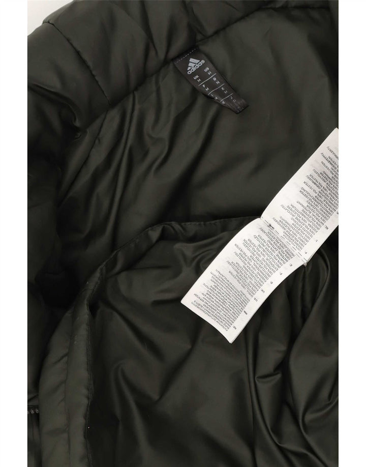 Adidas Mens Hooded Padded Jacket UK 38 Medium Green Polyester