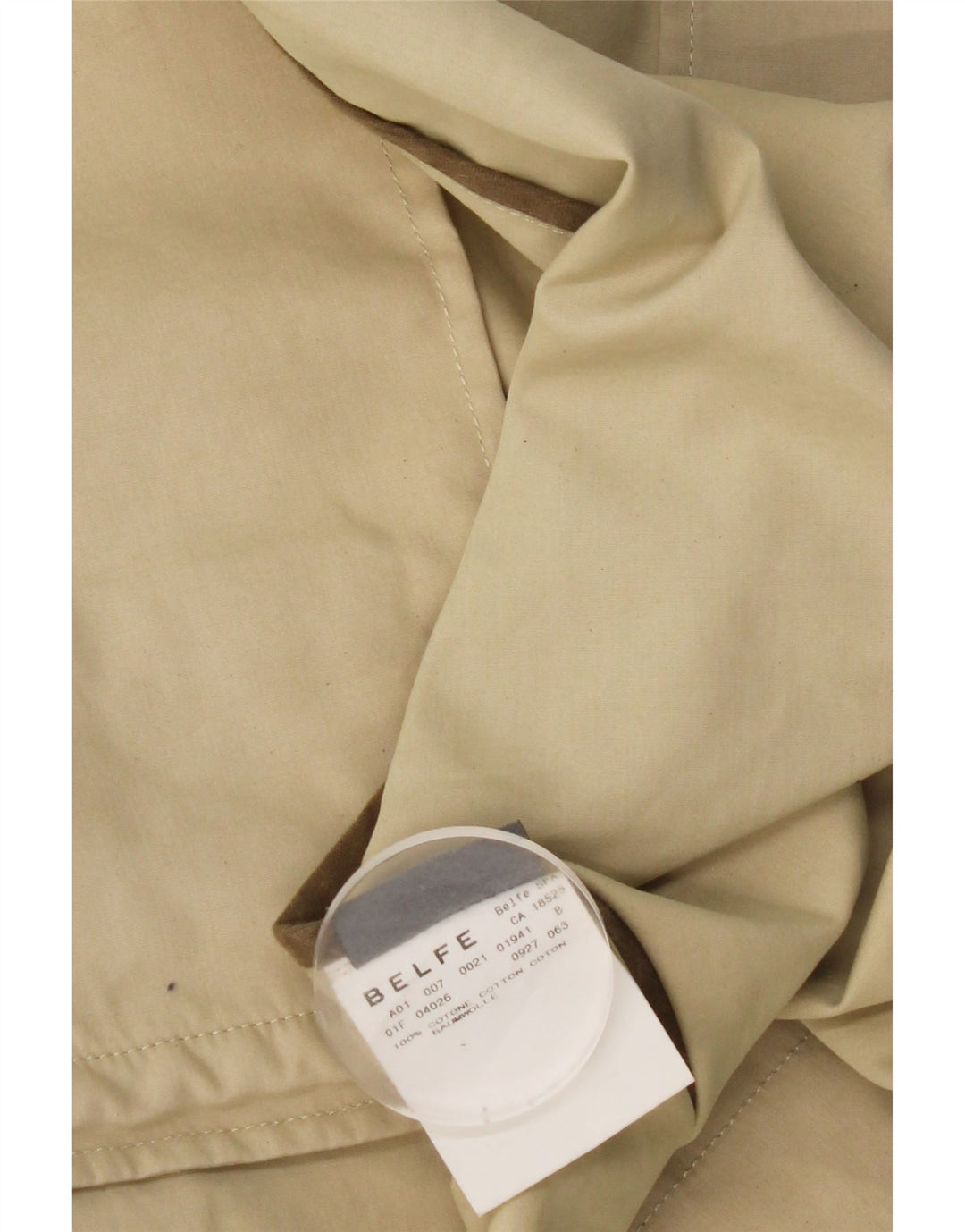 Belfe Mens Overcoat UK 42 XL Beige Cotton