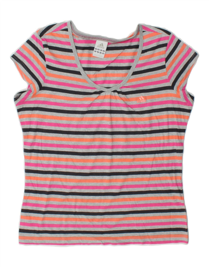 ADIDAS Womens T-Shirt Top UK 16 Large Multicoloured Striped Cotton Vintage Adidas and Second-Hand Adidas from Messina Hembry 