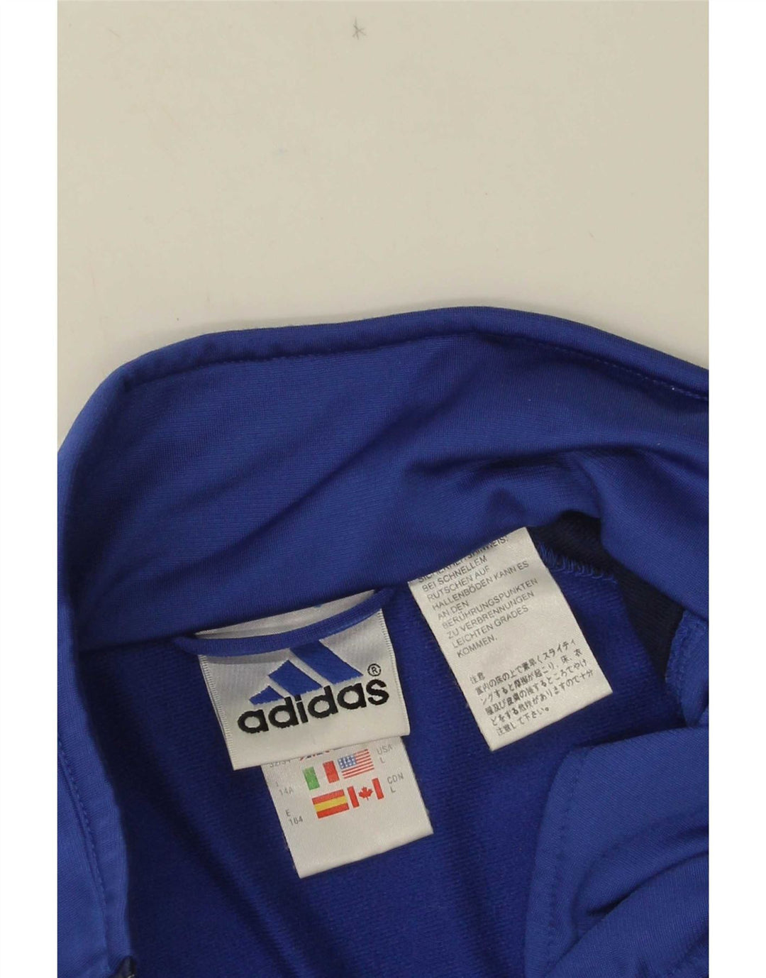 Adidas Boys Tracksuit Top Jacket 13-14 Years Navy Blue Colourblock