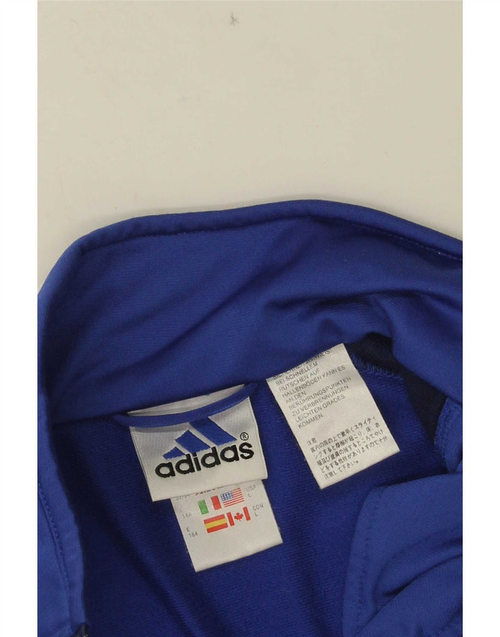 Adidas Boys Tracksuit Top Jacket 13-14 Years Navy Blue Colourblock