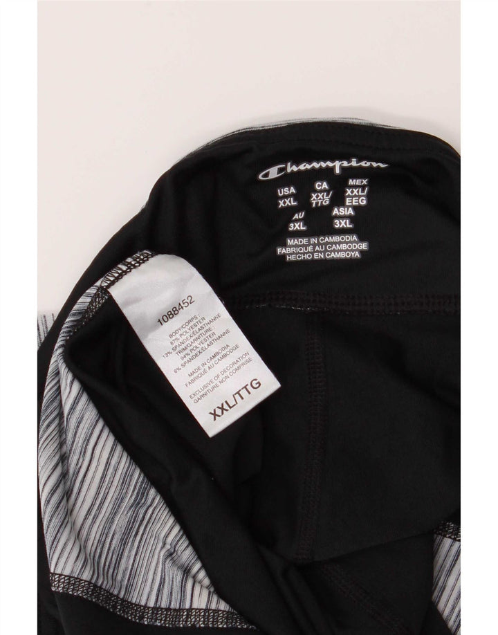 Champion Womens Capri Leggings UK 20 2XL Black Pinstripe Polyester