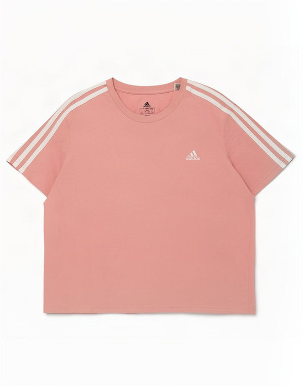 Adidas Womens Crop T-Shirt Top UK 16 Large Pink Cotton
