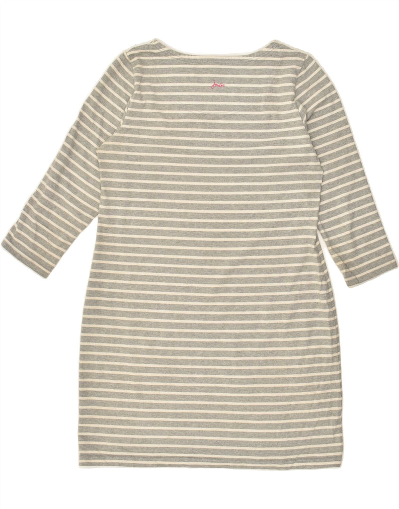 JOULES Womens 3/4 Sleeve T-Shirt Dress UK 16  Large Grey Striped Cotton | Vintage Joules | Thrift | Second-Hand Joules | Used Clothing | Messina Hembry 