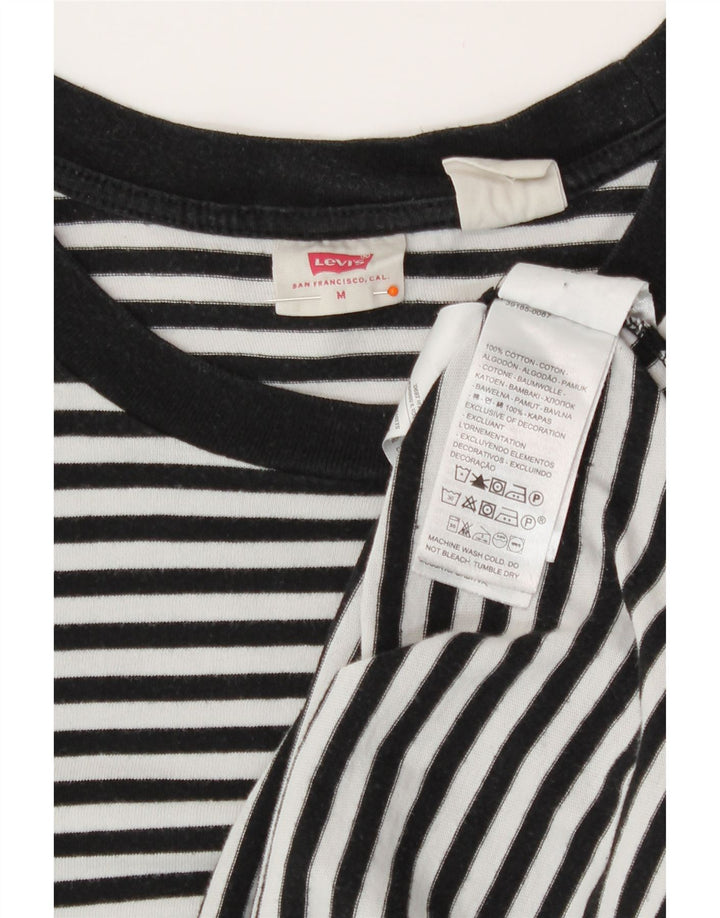 Levi's Womens T-Shirt Top UK 14 Medium White Striped Cotton Nautical