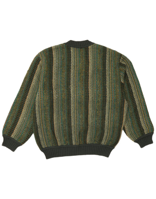 Rosella Mens Crew Neck Jumper Sweater XL Green Striped
