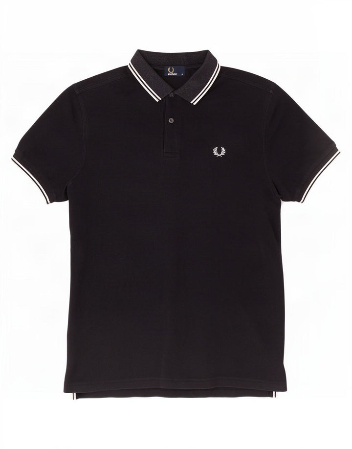 Fred Perry Mens Polo Shirt Medium Black Cotton