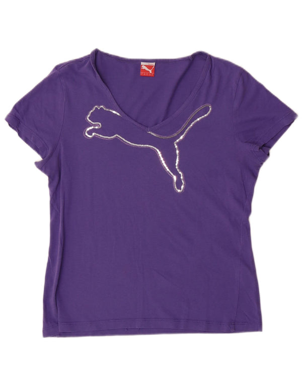 PUMA Womens Graphic T-Shirt Top UK 14 Medium  Purple