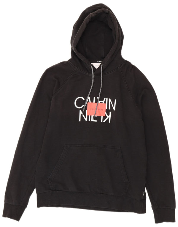 Calvin Klein Mens Graphic Hoodie Jumper Medium Black Cotton