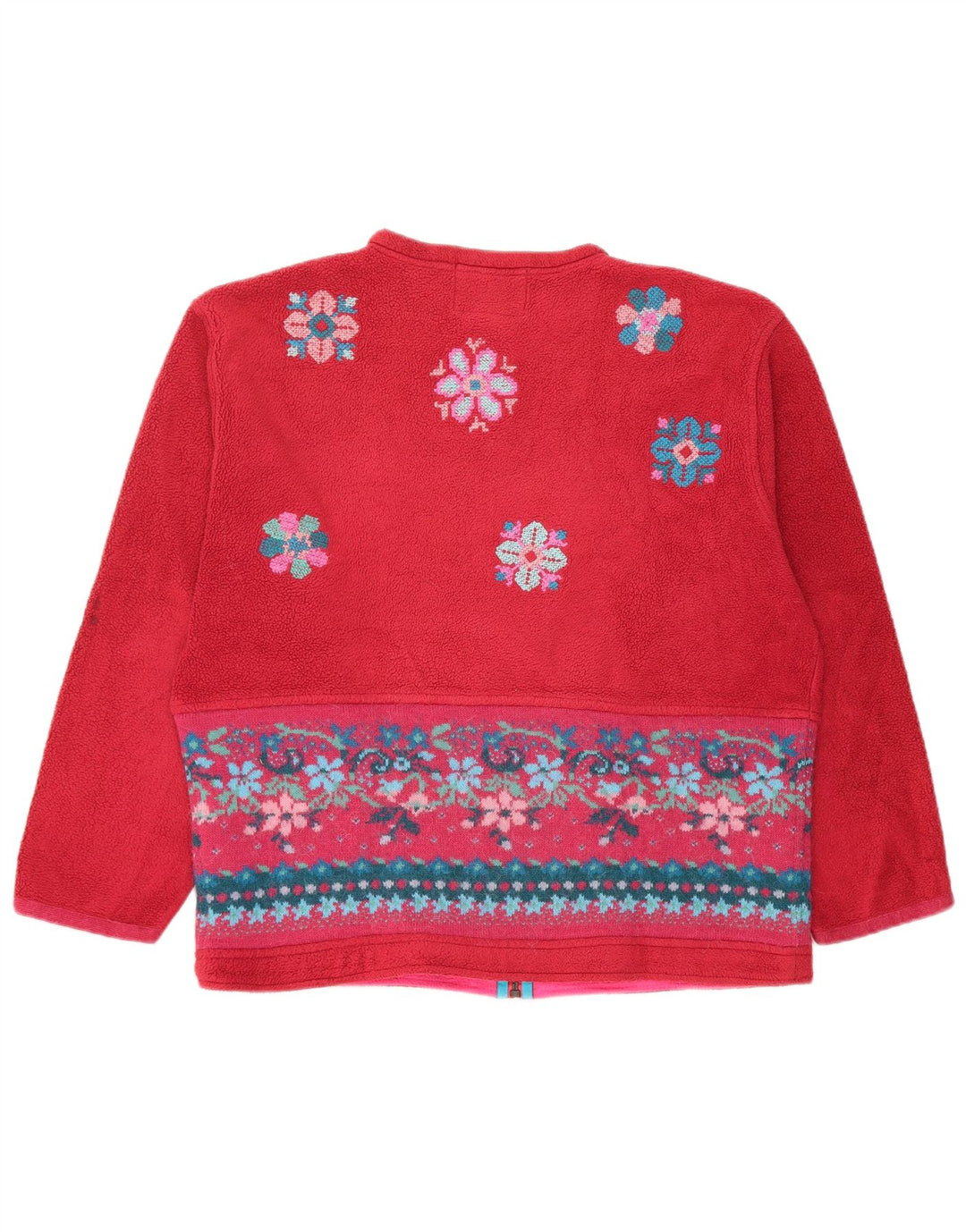 Silvy Womens Oversized Fleece Jacket UK 14 Medium Red Floral Polyester