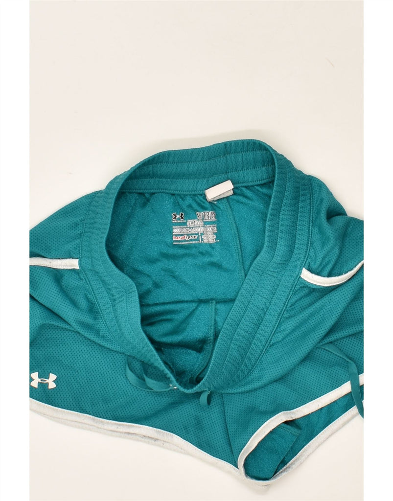 UNDER ARMOUR Womens Heat Gear Graphic Sport Shorts UK 4 XS Green Polyester | Vintage Under Armour | Thrift | Second-Hand Under Armour | Used Clothing | Messina Hembry 