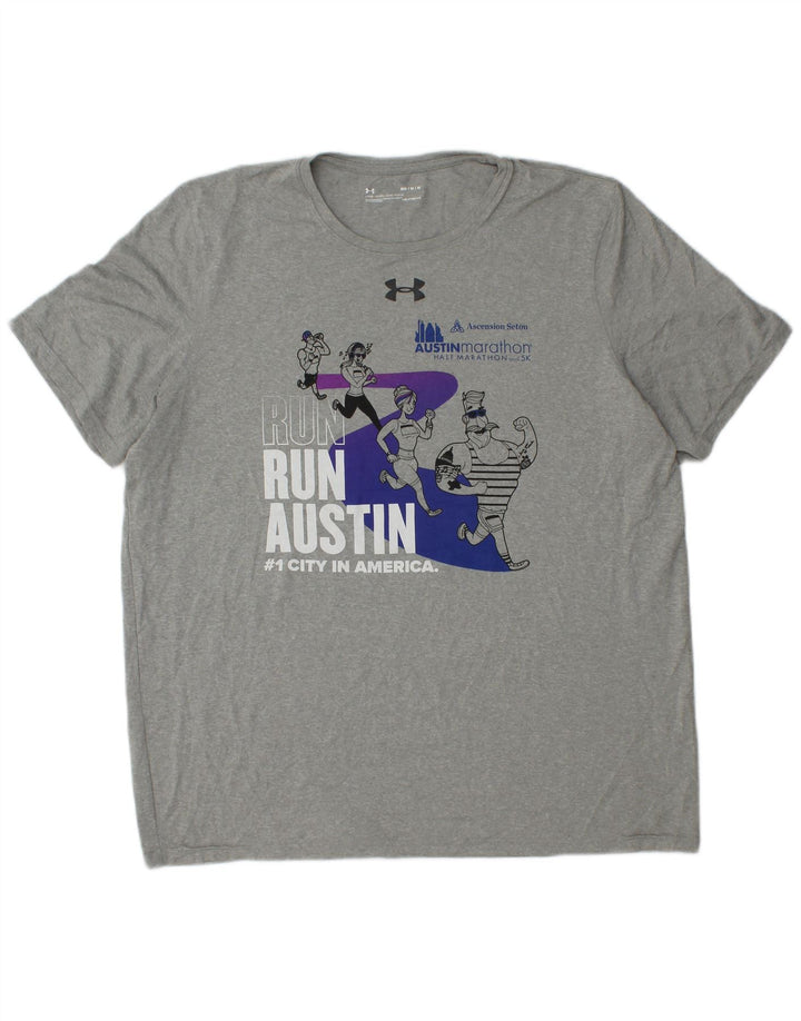 UNDER ARMOUR Mens Heat Gear Graphic T-Shirt Top Medium Grey