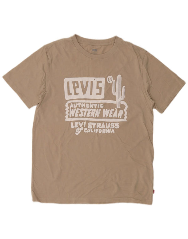 Levi's Mens Standard Fit Graphic T-Shirt Top Medium Beige Cotton
