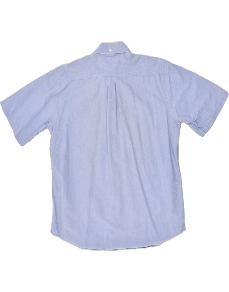TOMMY HILFIGER Mens Short Sleeve Shirt Large Blue Cotton | Vintage Tommy Hilfiger | Thrift | Second-Hand Tommy Hilfiger | Used Clothing | Messina Hembry 