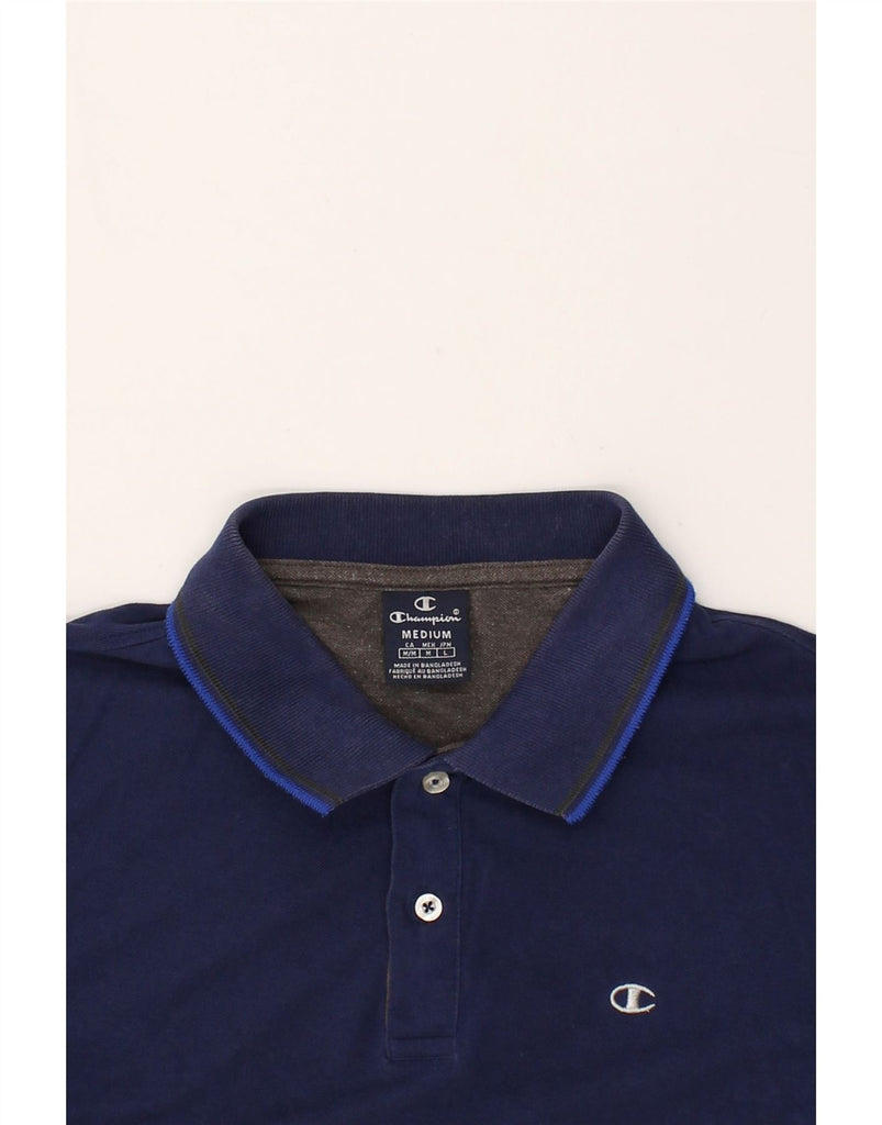 CHAMPION Mens Polo Shirt Medium Navy Blue Cotton | Vintage Champion | Thrift | Second-Hand Champion | Used Clothing | Messina Hembry 