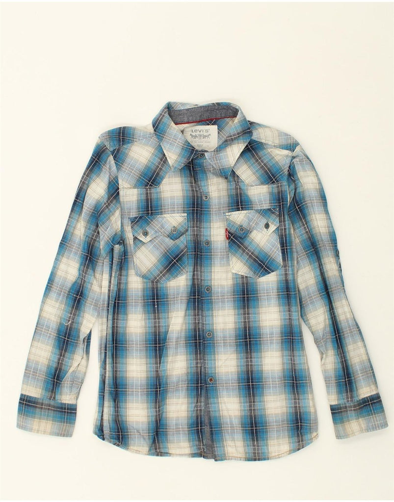 LEVI'S Boys Shirt 12-13 Years Medium Blue Check Cotton | Vintage Levi's | Thrift | Second-Hand Levi's | Used Clothing | Messina Hembry 