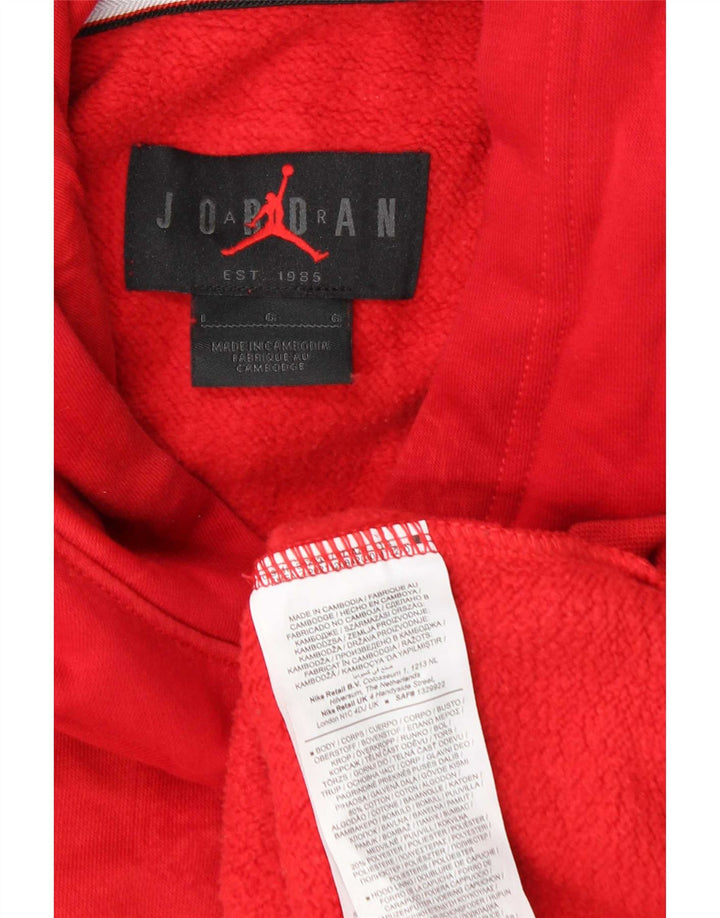 Jordan Mens Hoodie Jumper Large Red Geometric Cotton