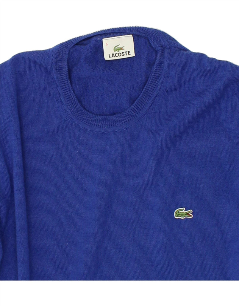 LACOSTE Mens Crew Neck Jumper Sweater Size 5 Large Blue New Wool | Vintage Lacoste | Thrift | Second-Hand Lacoste | Used Clothing | Messina Hembry 