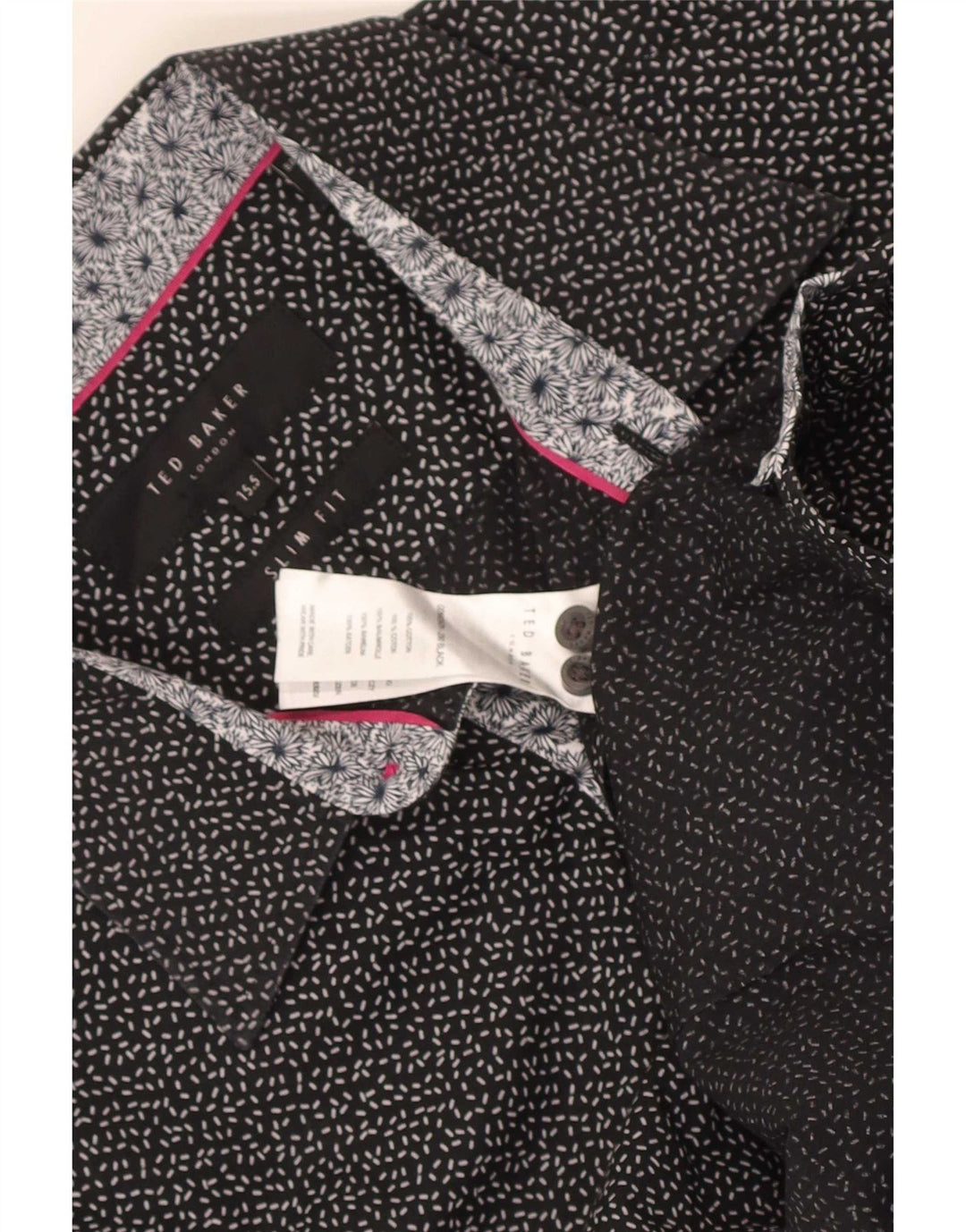 Ted Baker Mens Abstract Pattern Slim Fit Shirt Size 15 1/2 Medium Black