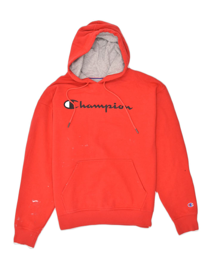 CHAMPION Mens Graphic Hoodie Jumper Large Red Cotton | Vintage Champion | Thrift | Second-Hand Champion | Used Clothing | Messina Hembry 