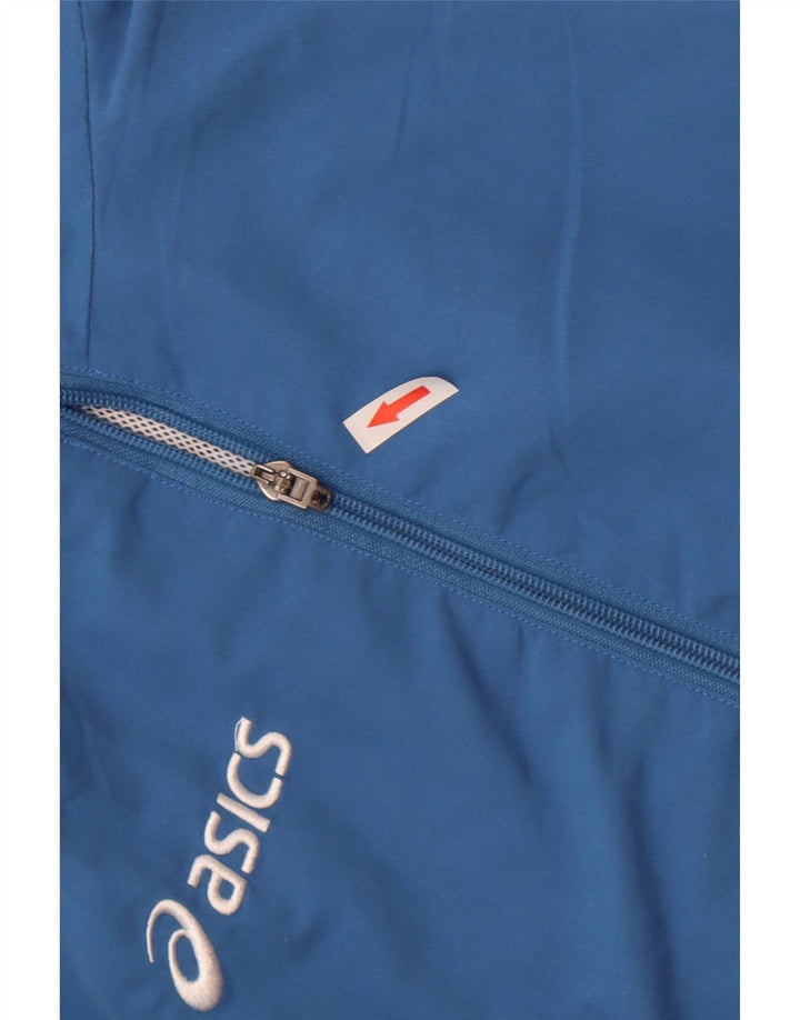 Asics Mens Tracksuit Top Jacket Large Navy Blue Colourblock Polyester