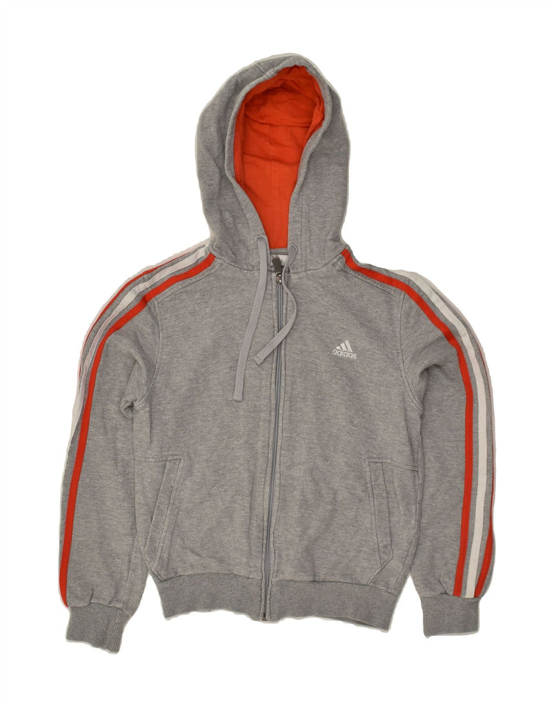 ADIDAS Girls Zip Hoodie Sweater 11-12 Years Large Grey Cotton | Vintage Adidas | Thrift | Second-Hand Adidas | Used Clothing | Messina Hembry 