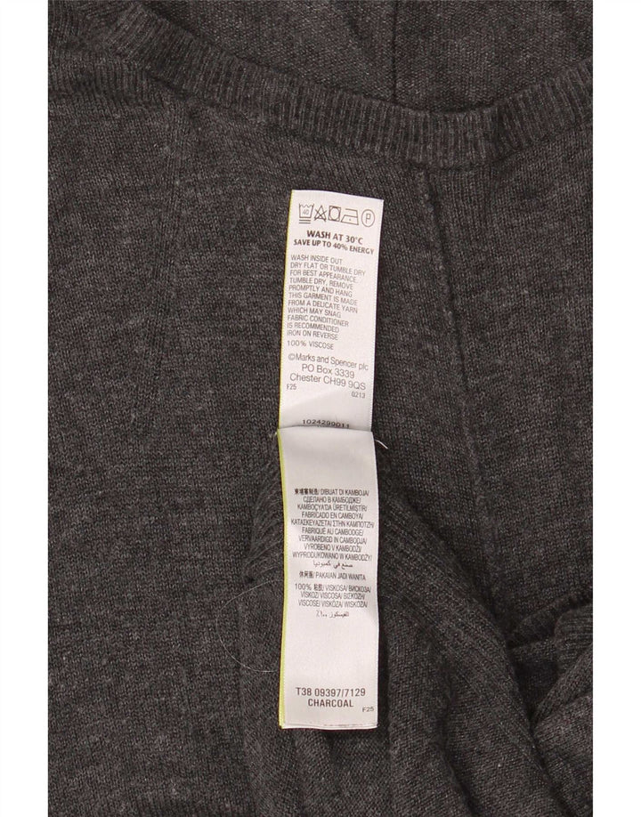 Marks & Spencer Womens 3/4 Sleeve Boat Neck Jumper Sweater UK 12 Medium Gre