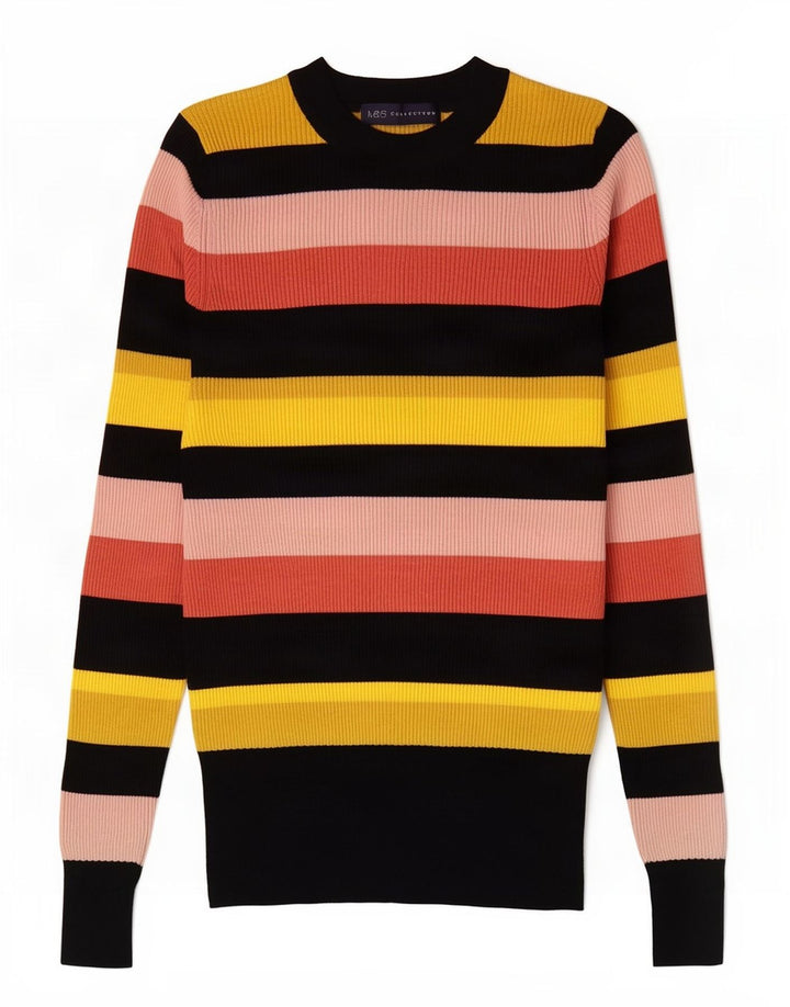 Marks & Spencer Womens Crew Neck Jumper Sweater UK 14 Large Multicoloured