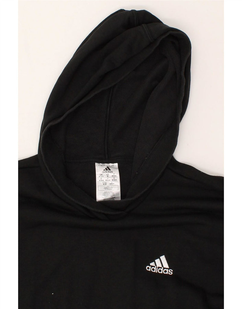 ADIDAS Womens Oversized Hoodie Jumper UK 12/14 Medium Black Cotton Vintage Adidas and Second-Hand Adidas from Messina Hembry 