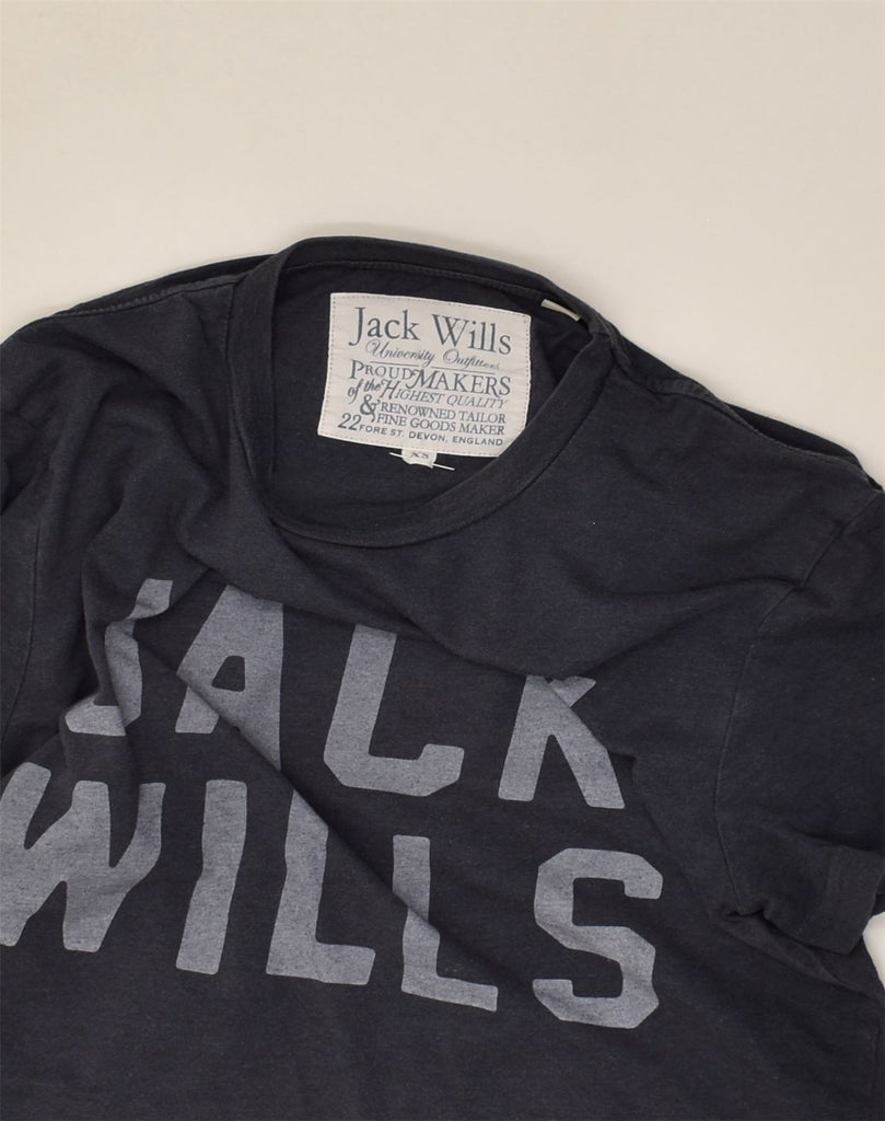 JACK WILLS Mens Graphic T-Shirt Top XS Navy Blue Cotton | Vintage Jack Wills | Thrift | Second-Hand Jack Wills | Used Clothing | Messina Hembry 