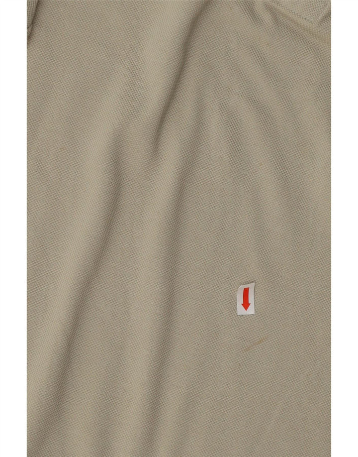 LACOSTE Mens Long Sleeve Polo Shirt Size 3 Small Beige Cotton