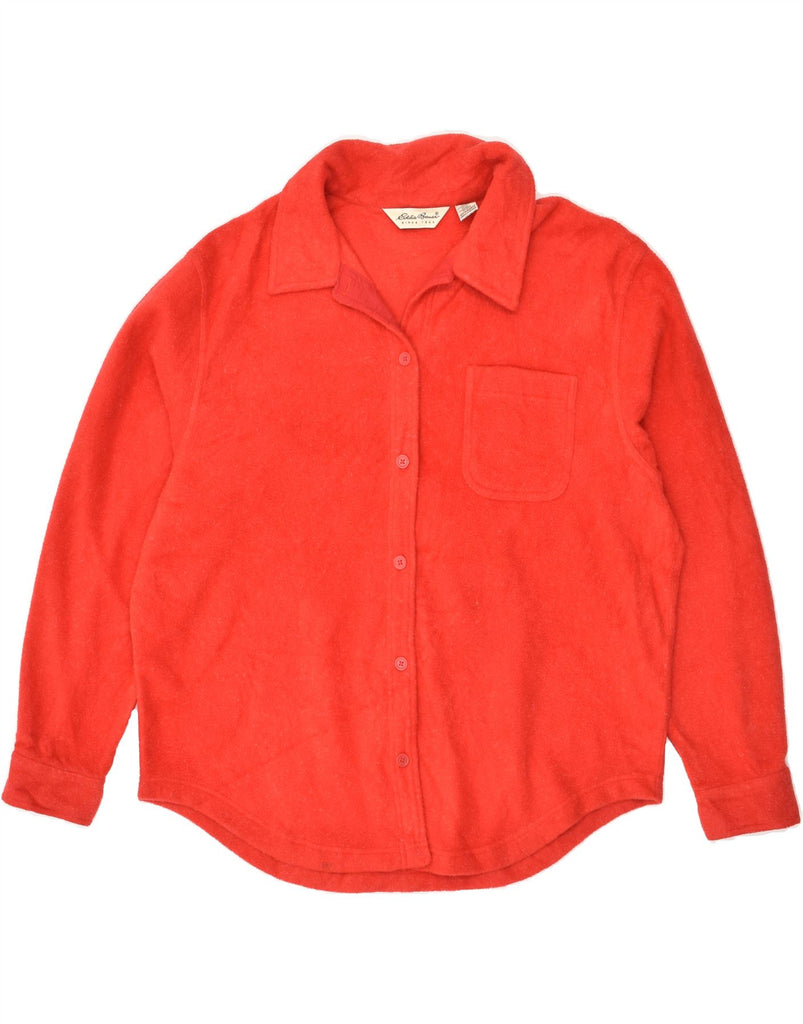 EDDIE BAUER Womens Oversized Fleece Shirt UK 16 Large Red Polyester | Vintage Eddie Bauer | Thrift | Second-Hand Eddie Bauer | Used Clothing | Messina Hembry 