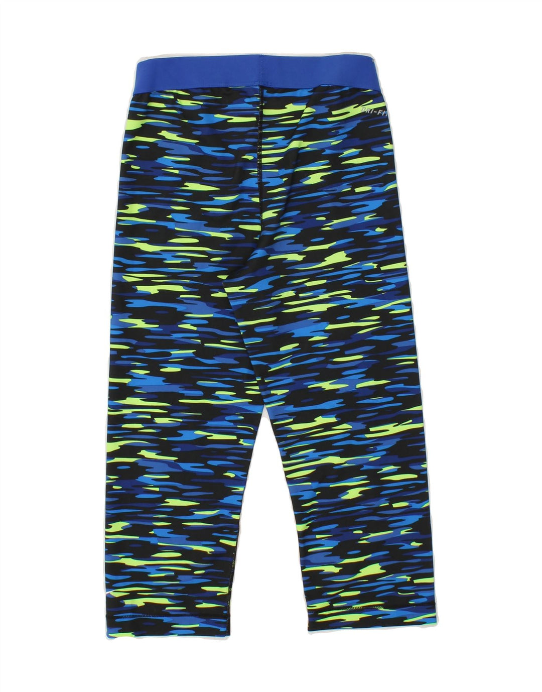 NIKE Womens Abstract Pattern Capri Leggings UK 12 Medium Blue Polyester Vintage Nike and Second-Hand Nike from Messina Hembry 