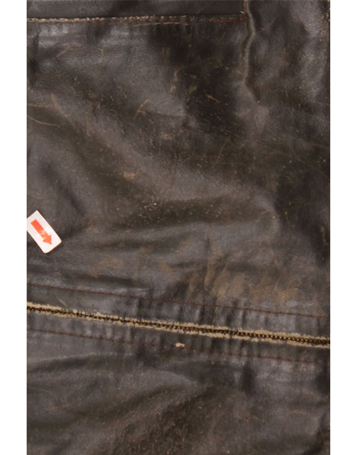 VINTAGE Womens 3/4 Sleeve Leather Jacket UK 14 Medium Brown Leather
