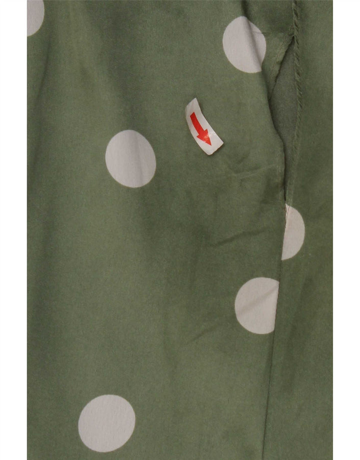 Zara Womens Crop Oversized Blouse Top UK 10 Small Green Polka Dot Polyester