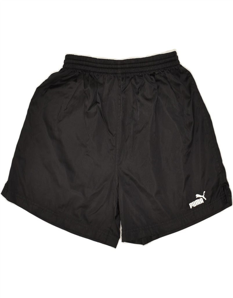 PUMA Womens Sport Shorts UK 12 Medium Black Nylon | Vintage Puma | Thrift | Second-Hand Puma | Used Clothing | Messina Hembry 