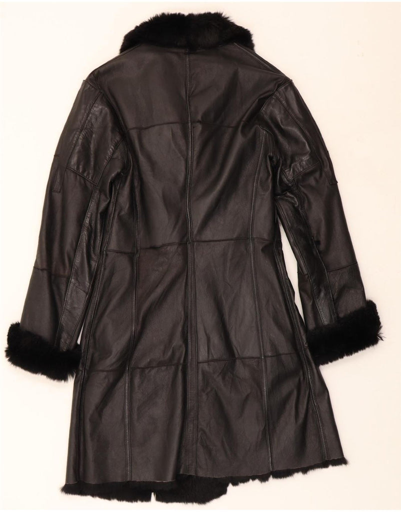 GIANFRANCO FERRE Womens Shearling Coat UK 10 Small Black Patchwork Leather Vintage Gianfranco Ferre and Second-Hand Gianfranco Ferre from Messina Hembry 