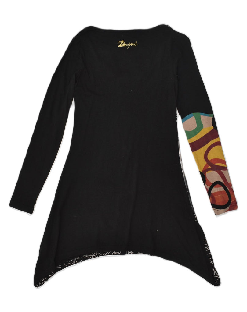 DESIGUAL Womens Long Sleeve Tunic Dress UK 8 Small Black Patchwork Cotton | Vintage Desigual | Thrift | Second-Hand Desigual | Used Clothing | Messina Hembry 