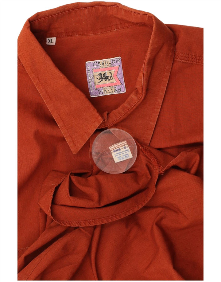 CASUCCI Mens Short Sleeve Shirt XL Orange Cotton