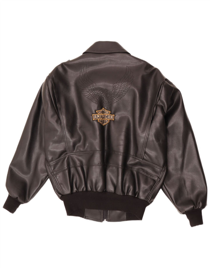 American Legend Mens Motorstyle Graphic Leather Jacket UK 40 Large Black