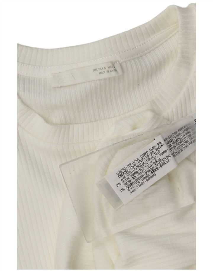 Zara Womens Crop Batwing Blouse Top UK 8 Small White Viscose