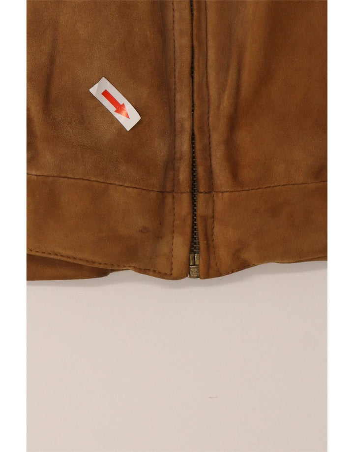 Vintage Mens Suede Bomber Jacket IT 50 Large Brown Leather