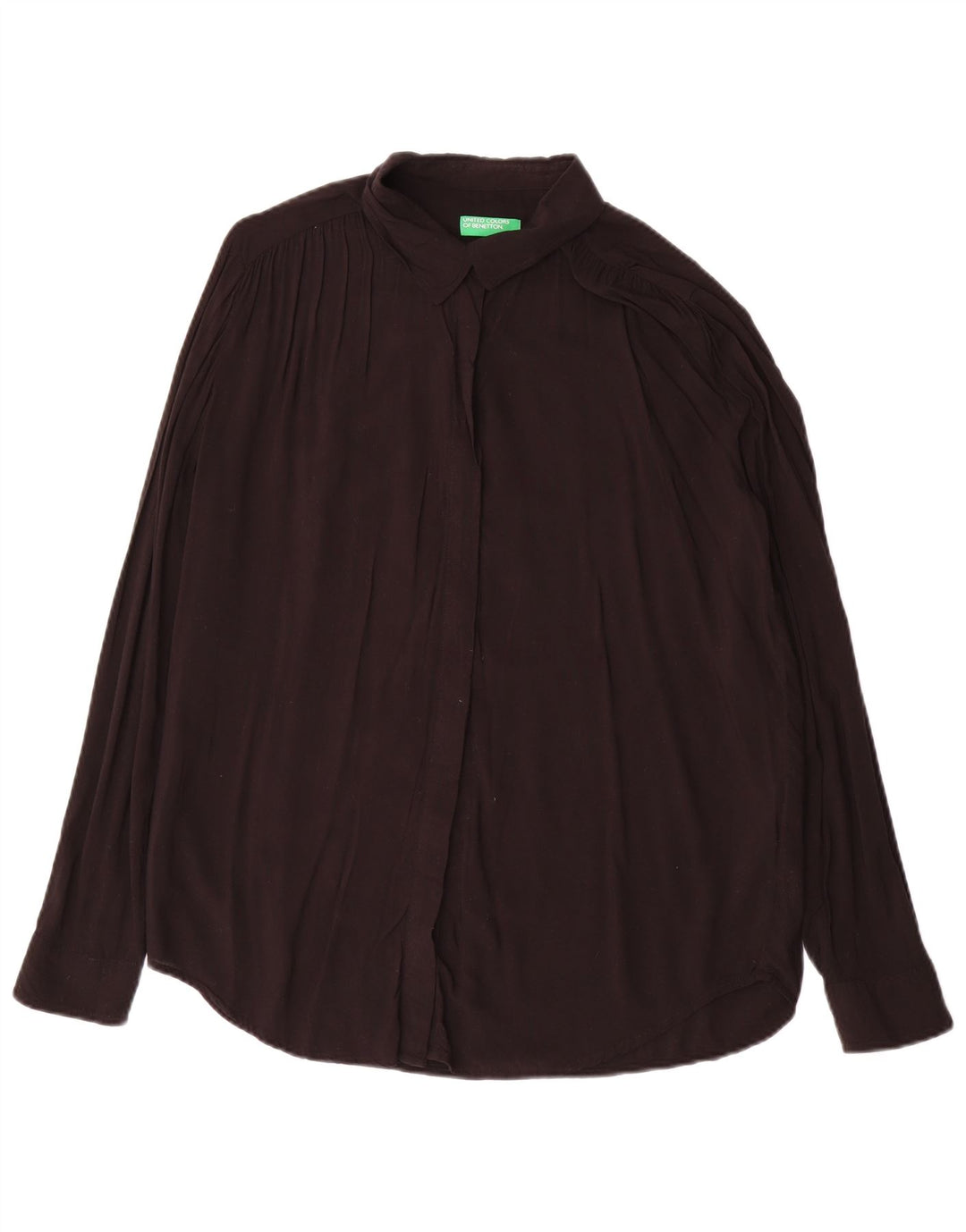 Benetton Womens Oversized Shirt Blouse UK 16 Large Black Viscose